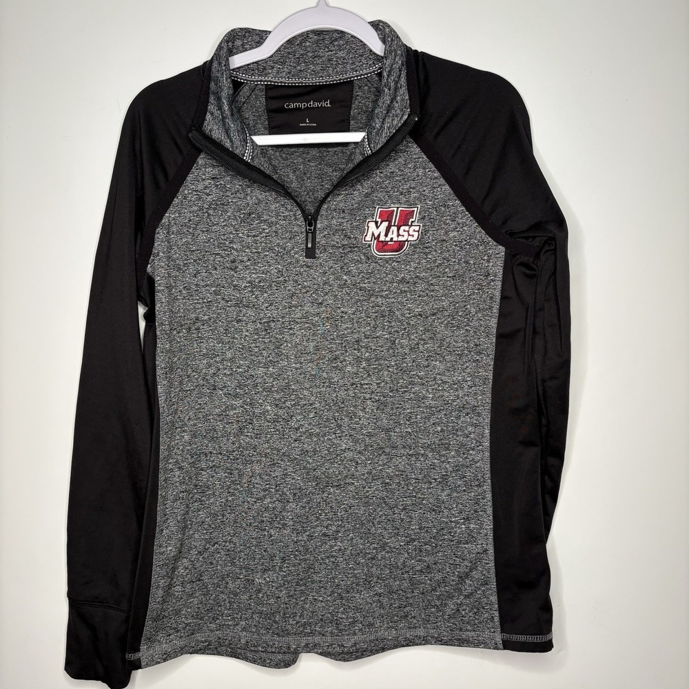 Camp David University Of Massachusetts Amherst UMASS 1/4 Zip Pullover L Maroon